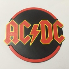 ac dc logo coaster fan art australia guitar rock blues australian rnb classicrock angus 3d print model - Mito3D