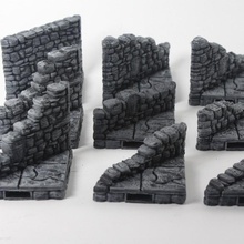 openforge 20 ruined diagonal walls tabletop miniatures rpg terrain tile dungeon dnd pathfinder tiles construction kit openforge2 rough stone 3d print model - Mito3D
