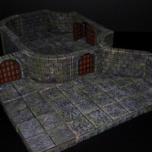 openforge 20 cut stone curved concave floor tabletop miniatures rpg terrain dungeon dnd pathfinder tiles openforge2 3d print model - Mito3D