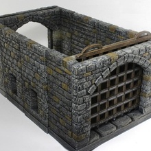 forja aberta pedra Gatehouse tampo mesa miniaturas rpg terreno masmorra dnd descobridor azulejos Barbican 3d print model - Mito3D