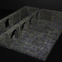 openforge 20 cut stone external arched door tabletop miniatures rpg terrain dungeon dnd pathfinder tiles openforge2 3d print model - Mito3D