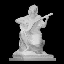 niña jugando laúd escanear figura instrumento música musical escultura estatua mujer canción 3d print model - Mito3D