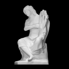 girl playing lyre scan figure instrument music musical sculpture statue woman seated young 3d print model - Mito3D