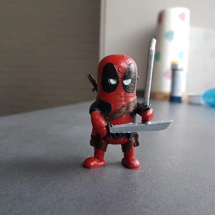 mini deadpool fan art cute figurine marvel chibi merc wekster 3D print model - Mito3D