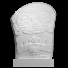 tomba custode tenendo piccolo persona scansione Bambola scultura statua bambino sollievo stele 3d print model - Mito3D
