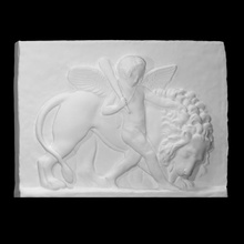 cupid earth scan amor lion love sculpture marble relief eros thorvaldsen 3d print model - Mito3D