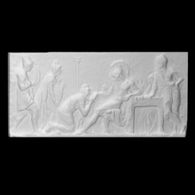 priam pleads achilles hector's body scan sculpture marble relief hector thorvalden 3d print model - Mito3D