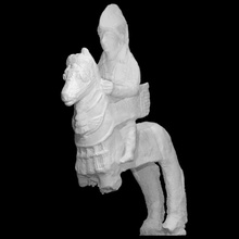 cavalier statue analyse chapeau combattant homme mythologie guerrier cheval Impression 3D 3dscan arc terre cuite Syrie Liban archer assyrien byblos amrit 3d print model - Mito3D