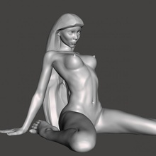 sitting nude girl long hair figurine girl woman nude nsfw nudity