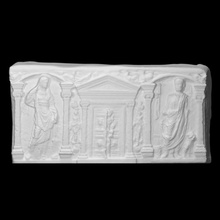 sarcophagus scan roman sculpture mercury relief gate hades 3d print model - Mito3D