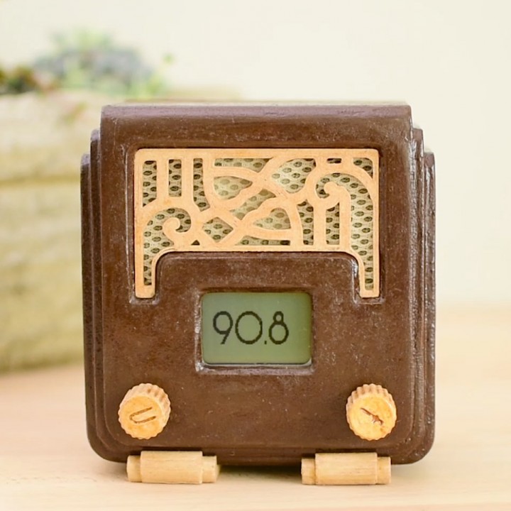 arte deco fm Radio arduino giardino retrò Vintage legno 3D print model - Mito3D