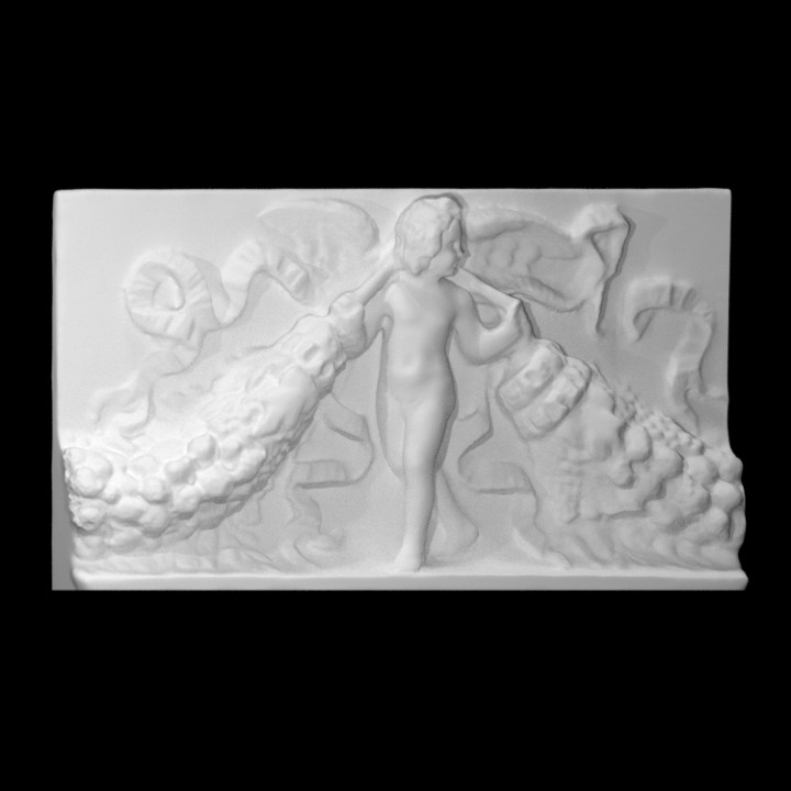 eros carrying garlands scan amor decoration rome sculpture wall marble cupid frieze relief 3D print model - Mito3D