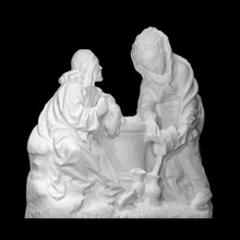 christ samaritan woman scan jesus sculpture statue wood netherlands group oak 3d print model - Mito3D