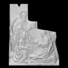 adoration Christ enfant analyse figure Jésus sculpture soulagement 3d print model - Mito3D