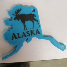 alaska alce chiave catena moda Accessori animale portachiavi carta geografica ak 3d print model - Mito3D