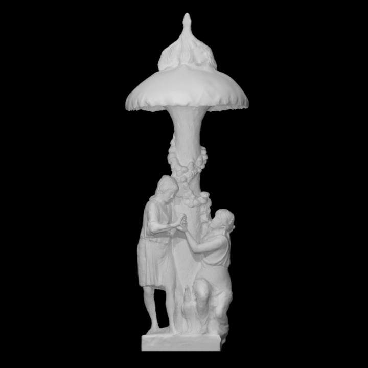 wimmer's fountain scan sculpture tree water wine sandstone chicken swan middle palm czech centre prague wimmers 3D print model - Mito3D