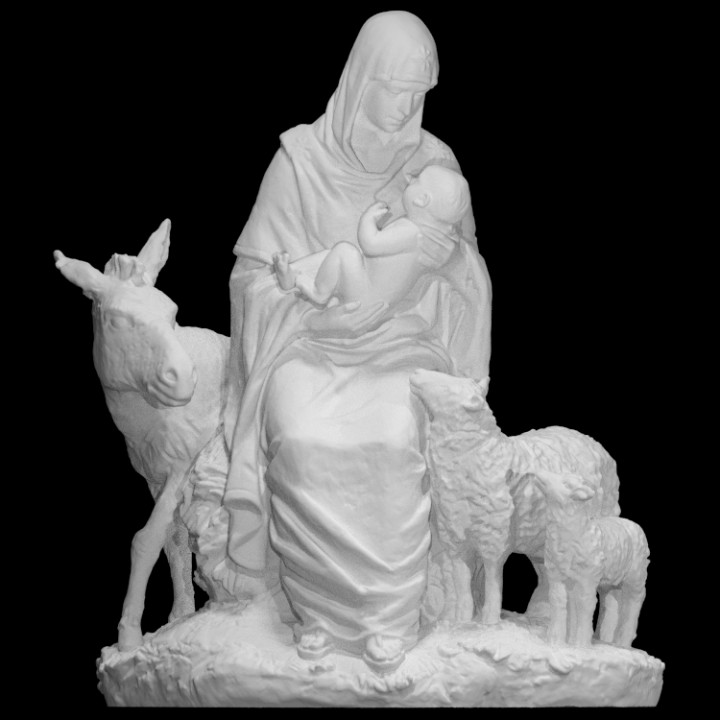 Navidad escanear Burro Jesús escultura oveja María natividad grupo 3D print model - Mito3D