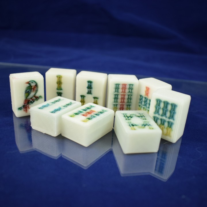 mahjong bambu telha conjunto borda jogos chinês solitário azulejos asiática ji ng 3D print model - Mito3D