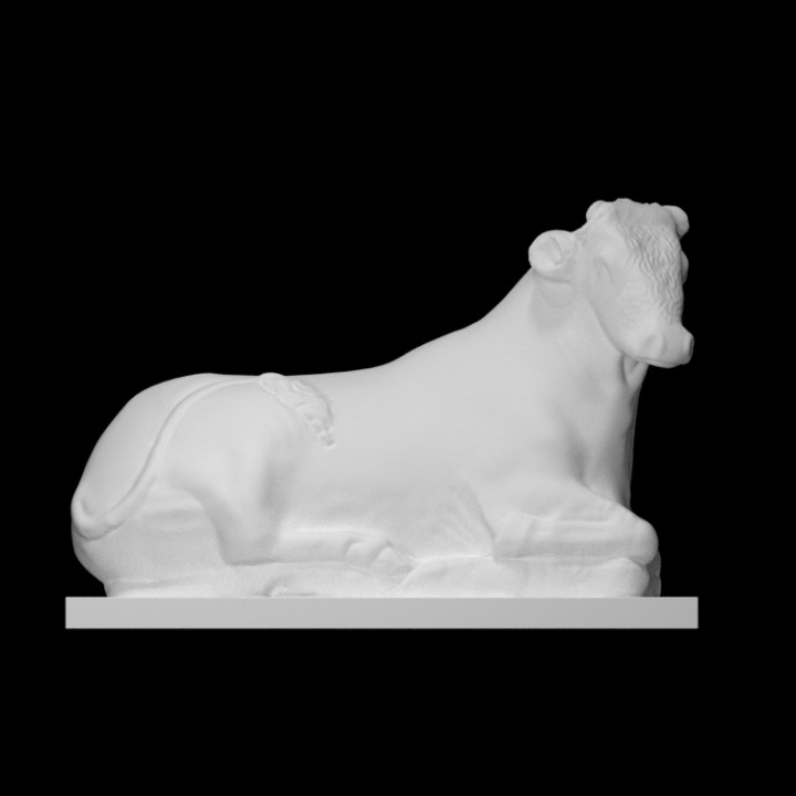 reclinado touro Varredura animal grego mármore grave mentindo 3D print model - Mito3D