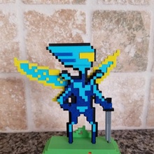 assassino rainha estatueta ventilador arte ouro videogame azul pixel videogames 3d print model - Mito3D