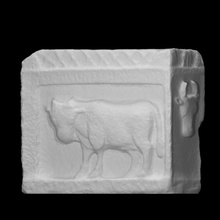 altare scansione mucca scultura Toro sollievo basalto Arameo 3d print model - Mito3D