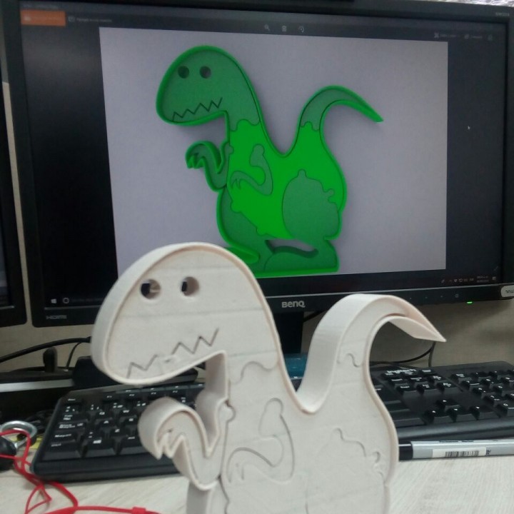 puzzlesaurus rex toys & games dinosaur kids puzzle t-rex toy tyranosaur 3D print model - Mito3D
