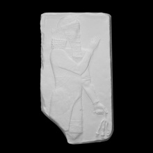 priest holding sprout scan decoration relief palace assyria liemstone sargon 3d print model - Mito3D