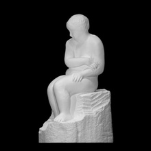 nudo scansione figura uomo scultura statua donna legna seduto 3d print model - Mito3D