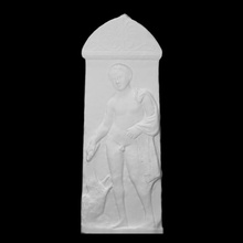 grave stele base scan dog greek marble boy limestone athens 3d print model - Mito3D