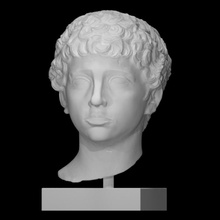 Junge lockig Haar Scan Gesicht Kopf Porträt Rom Skulptur Statue Marmor 3d print model - Mito3D