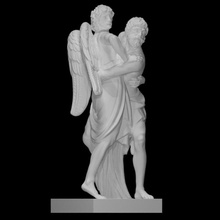 men scan figure man sculpture statue wings draped group 3d print model - Mito3D