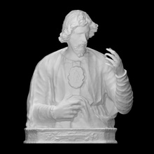 relicario busto Santo dominic escanear cara cabeza hombre retrato madera España funerario dorado reliquias 3d print model - Mito3D
