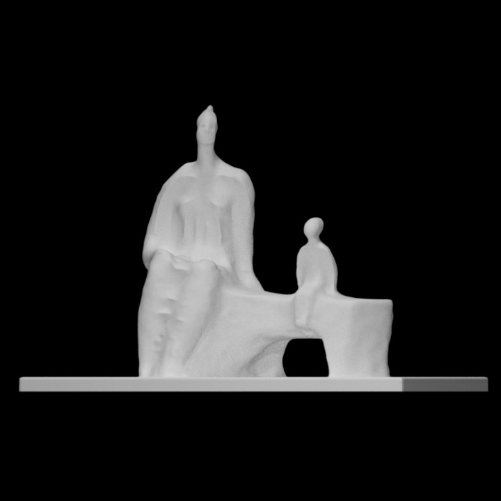 mère enfant analyse sculpture bronze Moscou abstrait burganov 3D print model - Mito3D