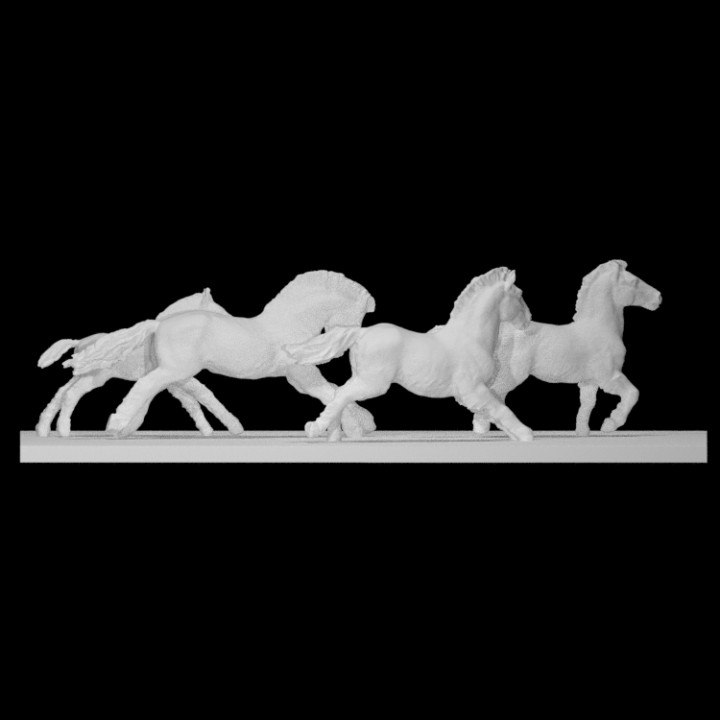 horses scan animal running sculpture horse herd archeopark foal 3D print model - Mito3D