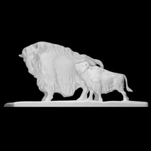 bisons scan animal baby cow mother sculpture statue child bronze calf archeopark bison 3d print model - Mito3D