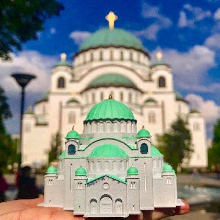 Iglesia S t sava 05 01 00 arquitectura edificio cristiano templo europeo Monumento miniatura Europa ortodoxo catedral punto referencia basílica 41 serbio 3D print model - Mito3D