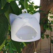 happy cat hanging bird feeder tinkerfun & garden animal cute funny outdoors birdfeeder tinkercad silly 3d print model - Mito3D