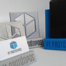 p1 phone business card stand & garden logo office organization mobile holder p1prototipos 3d print model - Mito3D