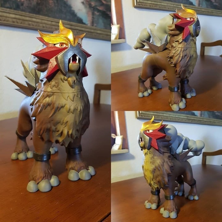 legendary pok mon entei fan art beast pokemon sculpt 3D print model - Mito3D