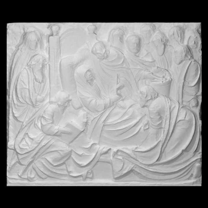 muerte Virgen escanear escultura madera escena María alivio maria 3D print model - Mito3D