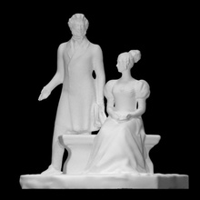 couple scan figure man woman bronze bench seated 3d print model - Mito3D