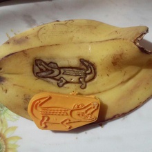 coccodrillo timbro buccia banana pane tostato giardino bambini utensili cucina crocodilestamp 3d print model - Mito3D