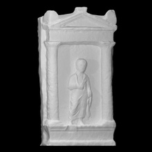 funéraire stèle grec épitaphe analyse calcaire soulagement chresimos 3d print model - Mito3D