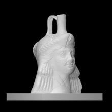 vase representing woman's head scan face portrait roman woman terracotta hairstyle beirut chignon 3d print model - Mito3D