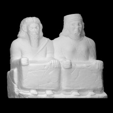portrait couple scan figure man woman figures seated basalt syria 3d print model - Mito3D
