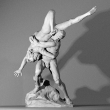 wrestlers scan fight figure men sculpture statue bronze figures motion movement fighting group antwerp olympians 3d print model - Mito3D