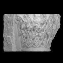 capital - finals scrolling foliage lattice scan architecture limestone cloister toulouse romanesque 3d print model - Mito3D