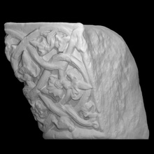 capital - scrolling foliage decoration scan sculpture limestone la-daurade romanesque 3d print model - Mito3D