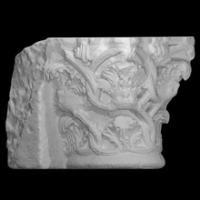 capital - scrolling foliage issuing overturned monster heads scan architecture france la-daurade toulouse romanesque 3d print model - Mito3D