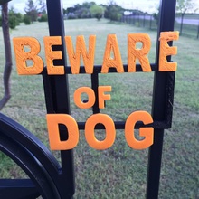 beware dog sign wrought iron fence & garden 3d print model - Mito3D